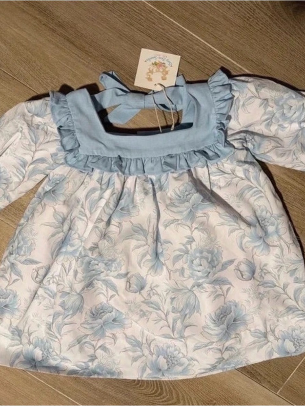 Busy Bees Smocks Classic Blue Floral Girls' Dress